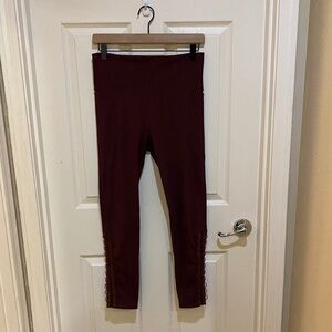 JoyLab- Burgundy High Waisted Leggings-Lace up bottom- Size‎ M